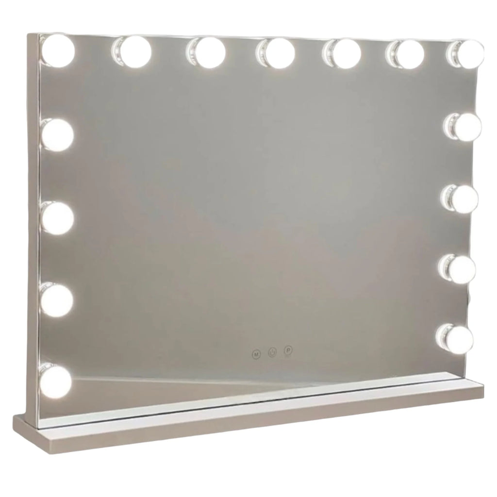 Makeup mirror with led lighting: dressing table with 15 bulbs, 3 light modes, touch control, usb rechargeable makeup mirror with magnification and light for makeup (esp001 3990 6990 d7)