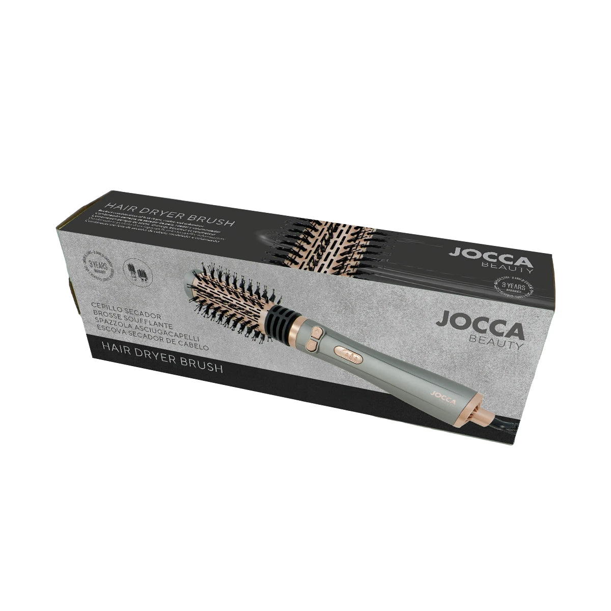 Jocca 3-in-1 rotary dryer brush: dryer, curler and volumizer, 3 temperatures, 2 speeds, two-way rotating head, 2 interchangeable brushes (38mm and 50mm), ceramic coating, 360 rotating cable ° , cold air blow, 1000-1200w