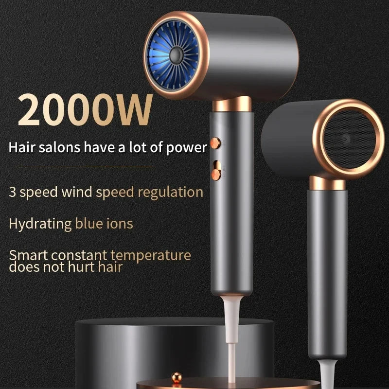 HOMEFISH 2000W Salon Hair Dryer with Hot/Cold Air Brush Negative Ionic Technology 5th Gear Strong Power Hairdryer without Comb