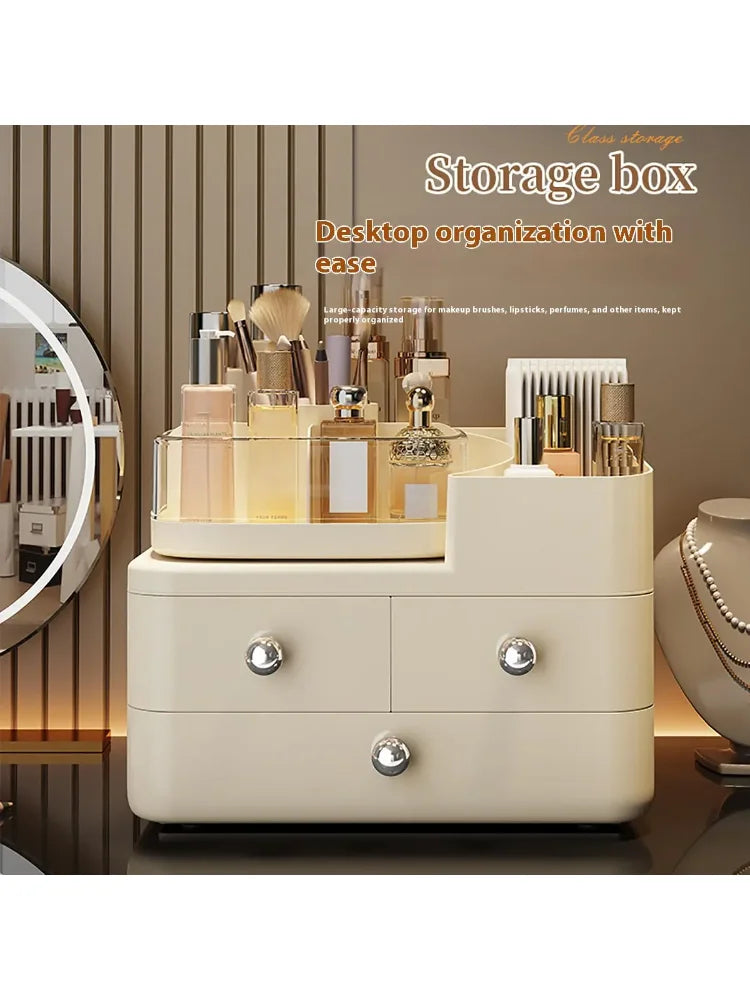 360° Rotating Makeup Organizer for Vanity with Drawers, Large Capacity Cosmetic Display Case, skincare organizer, Cosmetic Organ