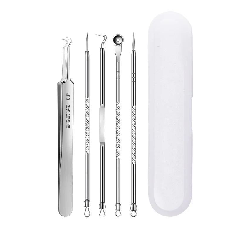 4-11Pcs Ingrown Hair Tweezers Acne Blackhead Removal Needles Black Dots Cleaner Deep Cleansing Pore Cleaner Face Skin Care Tools