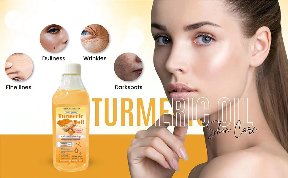 500ml Turmeric Remove Dark Spots Essential Oil for Women Moroccan Ginger Anti Wrinkle Serum Men Whitening Moisturizing Skin Care
