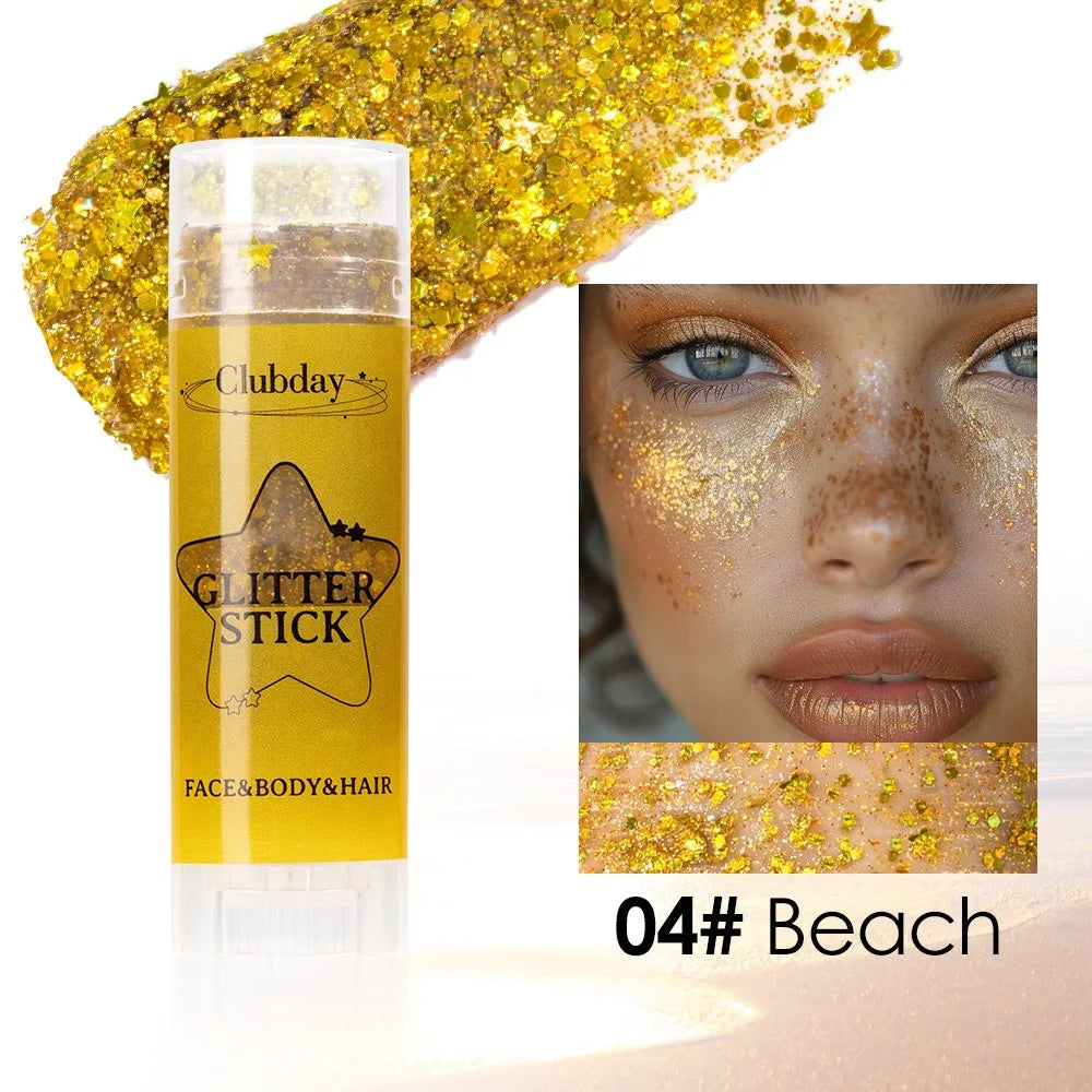 Sparkling Sequins Glitter Gel Stick Highgloss Shine White Pearl Pink Eyeshadow Glitter Face Body Painting Brighten Stage Makeup