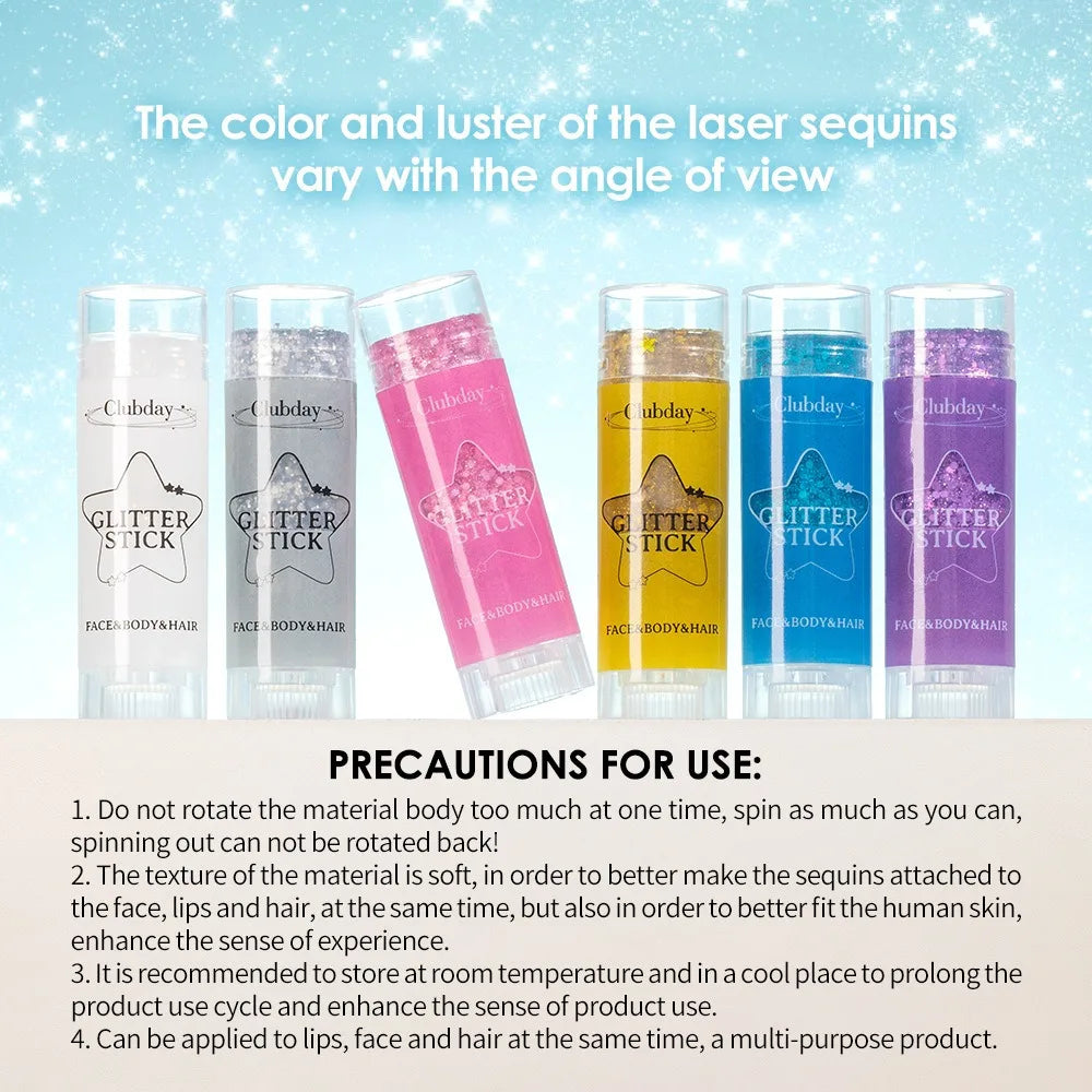 Sparkling Sequins Glitter Gel Stick Highgloss Shine White Pearl Pink Eyeshadow Glitter Face Body Painting Brighten Stage Makeup