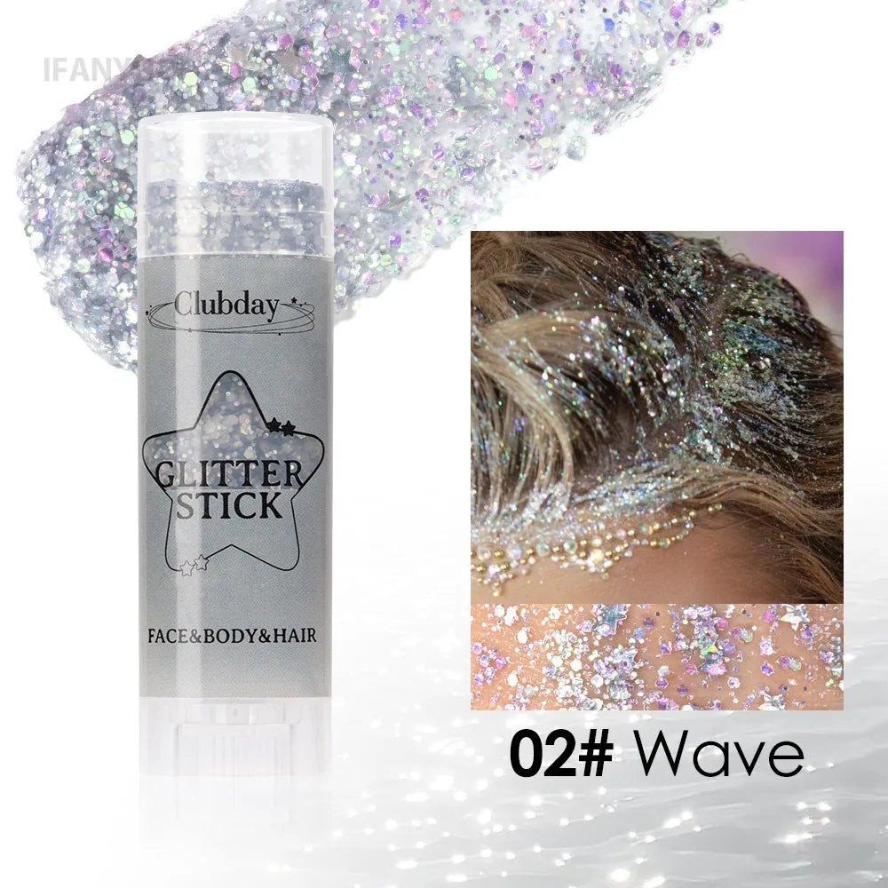 Sparkling Sequins Glitter Gel Stick Highgloss Shine White Pearl Pink Eyeshadow Glitter Face Body Painting Brighten Stage Makeup