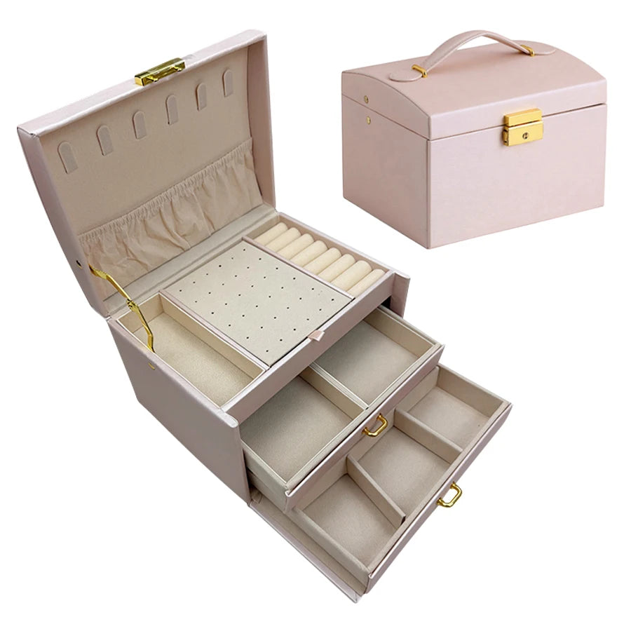 1PC, lock arch three-layer jewelry box, suitable for all kinds of jewelry storage