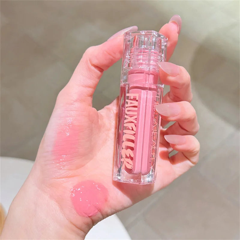 Huda Beauty Faux Filler Shiny Non-Sticky Lip Gloss Hydrating Crystal Clear Lip Oil Plumping Moisturizing Tinted Lipstick Makeup