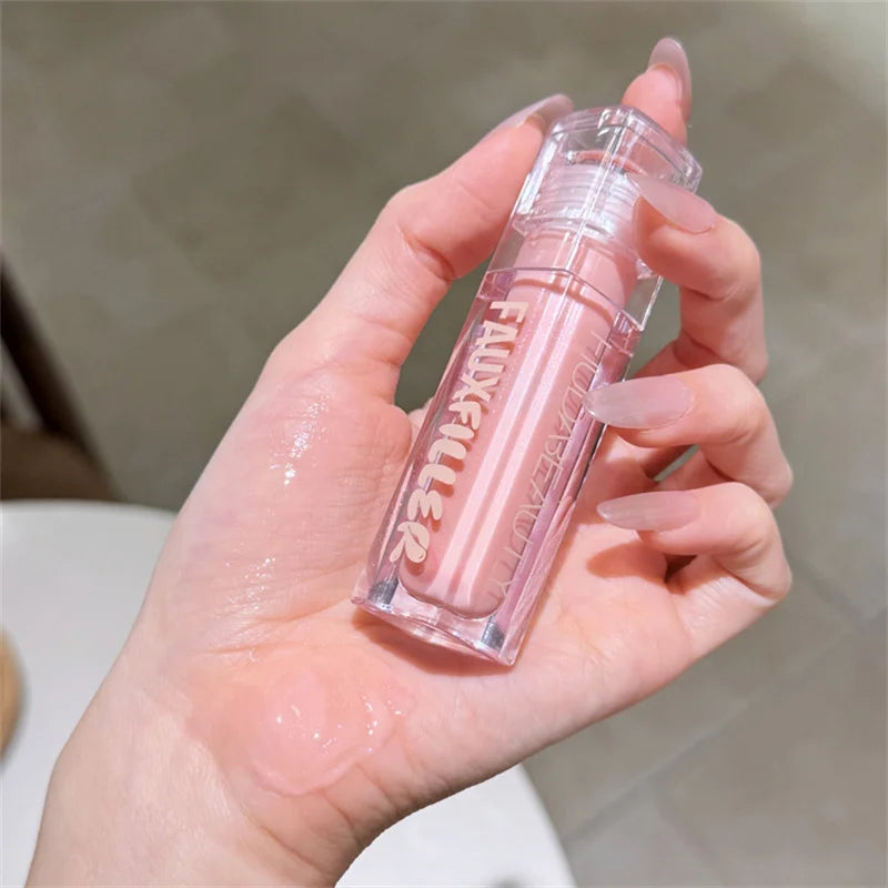 Huda Beauty Faux Filler Shiny Non-Sticky Lip Gloss Hydrating Crystal Clear Lip Oil Plumping Moisturizing Tinted Lipstick Makeup