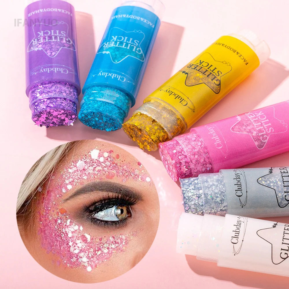 Sparkling Sequins Glitter Gel Stick Highgloss Shine White Pearl Pink Eyeshadow Glitter Face Body Painting Brighten Stage Makeup