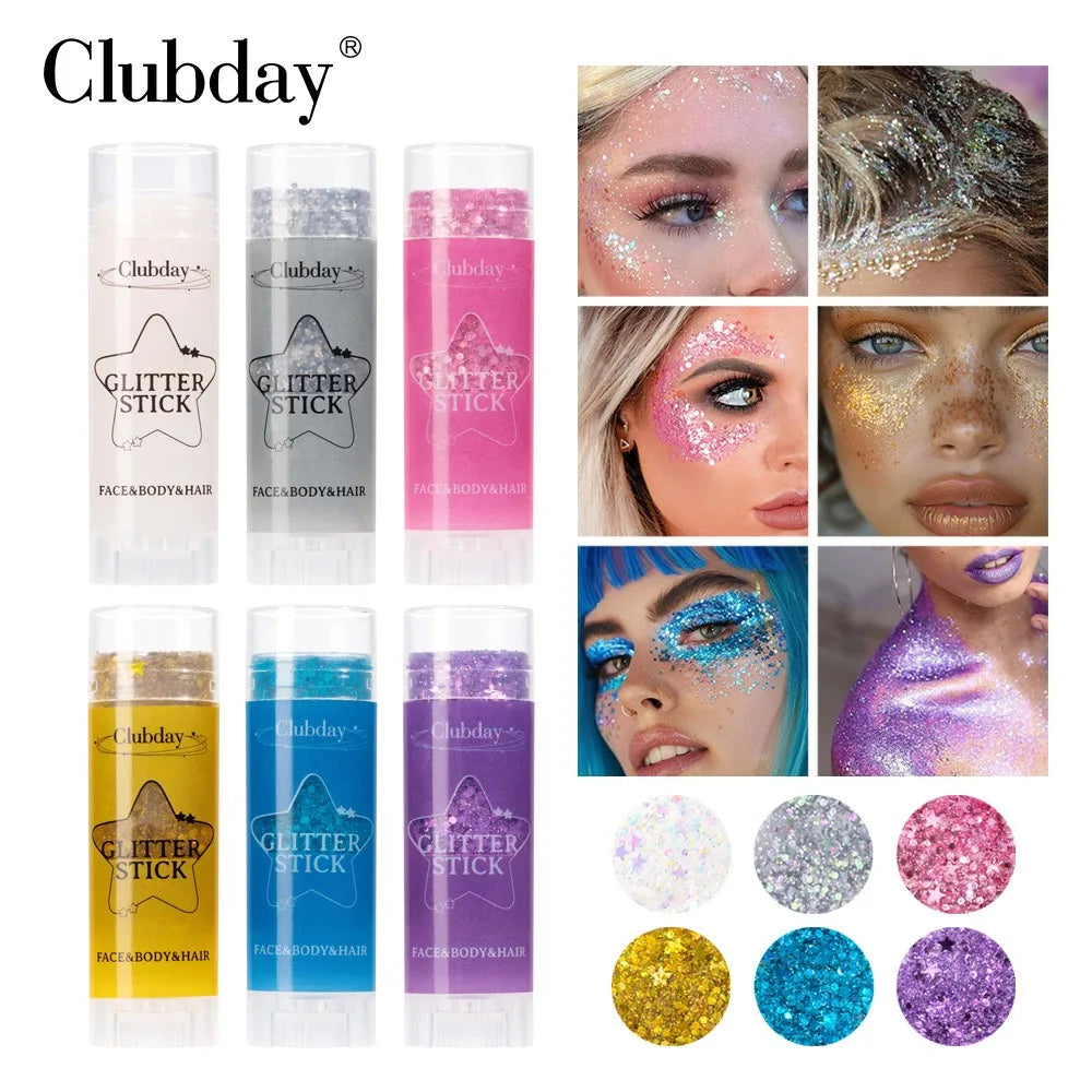 Sparkling Sequins Glitter Gel Stick Highgloss Shine White Pearl Pink Eyeshadow Glitter Face Body Painting Brighten Stage Makeup