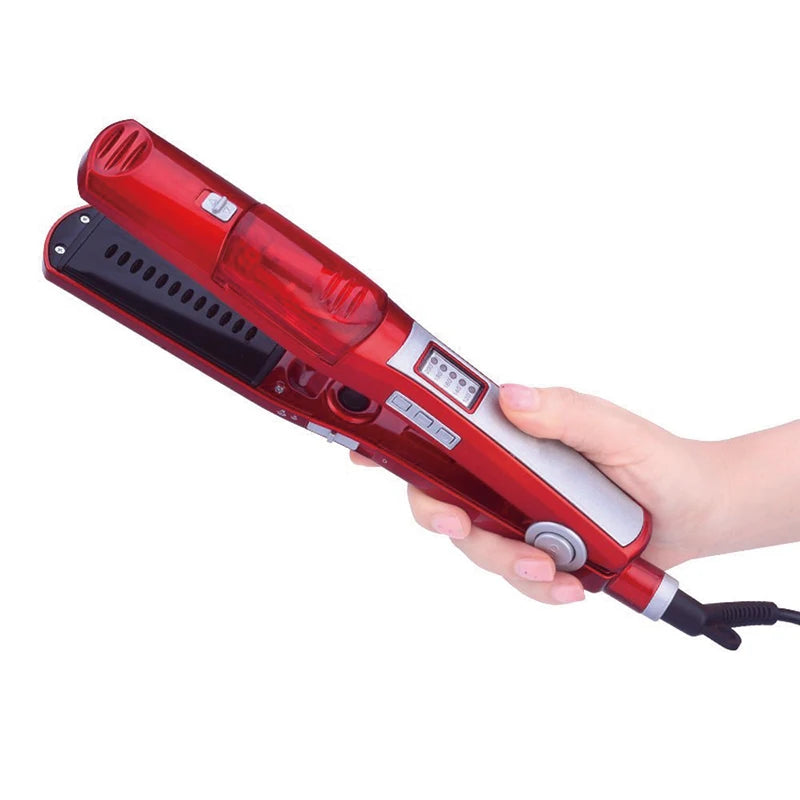 Profesional Strong Steam Hair Straightener Portable Salon Wide Hair Care 2 in 1 Flat Iron and Curling Iron