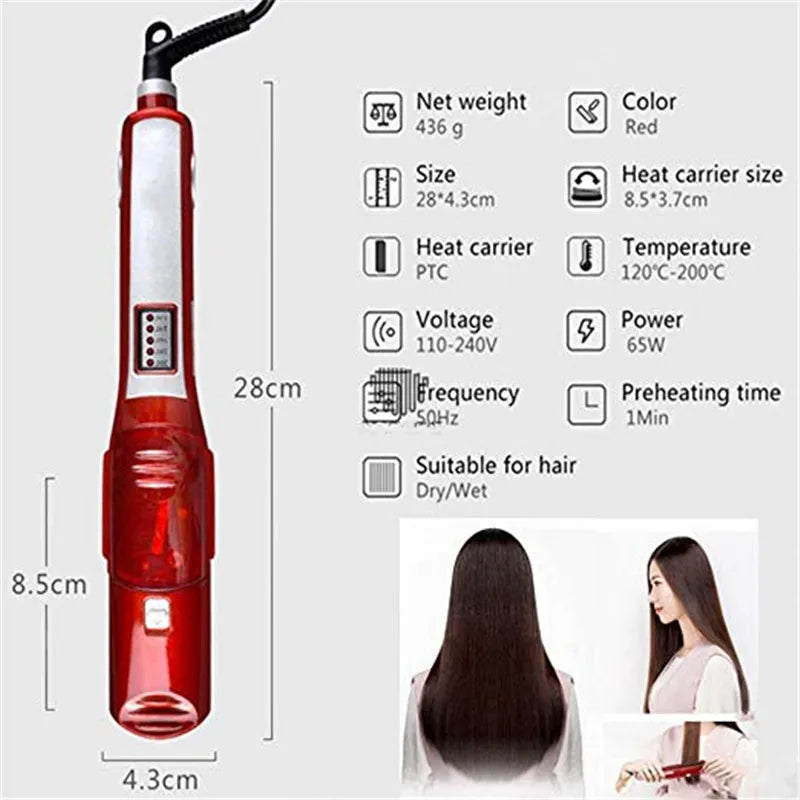 Profesional Strong Steam Hair Straightener Portable Salon Wide Hair Care 2 in 1 Flat Iron and Curling Iron