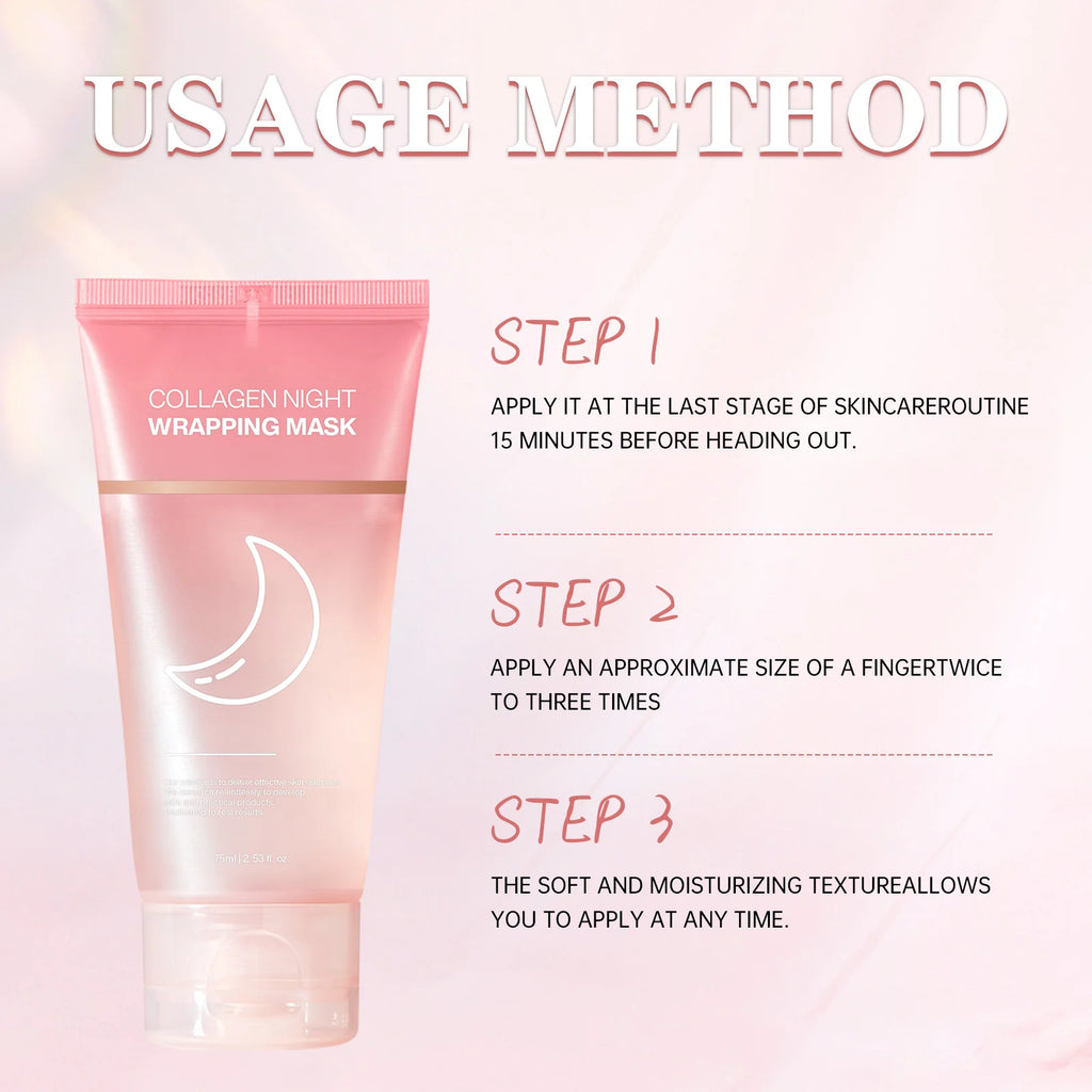 Hydrating Face Mask  Reduces Sagging Collagen Overnight Firming Mask for Elasticity Dullness Wrapping Peel-Off Mask Skincare