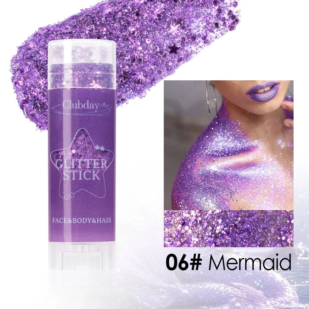 Sparkling Sequins Glitter Gel Stick Highgloss Shine White Pearl Pink Eyeshadow Glitter Face Body Painting Brighten Stage Makeup