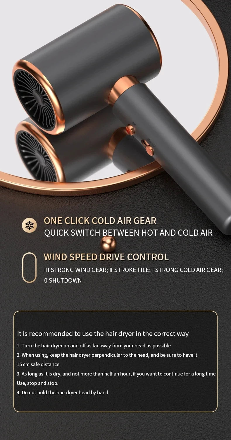 HOMEFISH 2000W Salon Hair Dryer with Hot/Cold Air Brush Negative Ionic Technology 5th Gear Strong Power Hairdryer without Comb