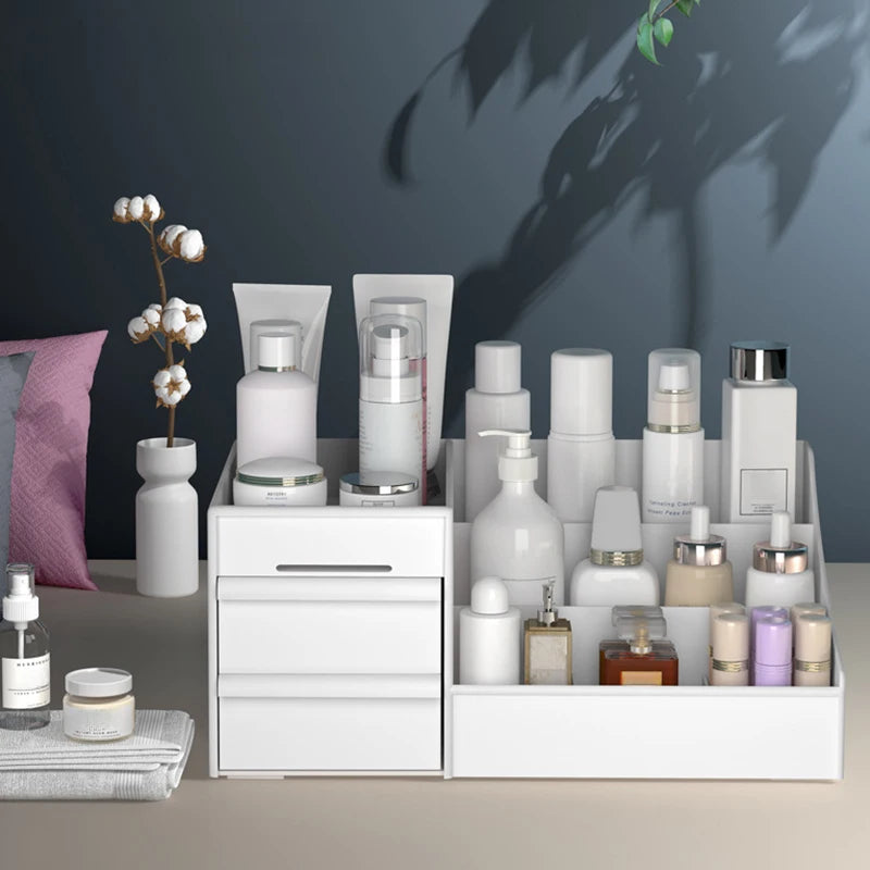 New Drawer Makeup Storage Box Dormitory Finishing Plastic Shelf Cosmetics Skin Care Dressing Table Desktop Makeup Storage Box