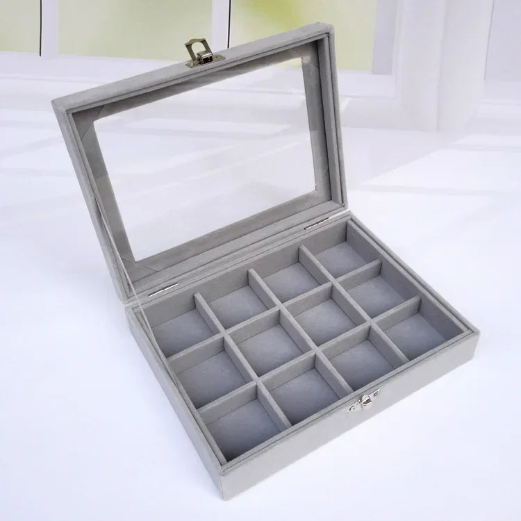 Single-Buckle Jewelry Box Earring Hoop Earring Stud Transparent Dustproof Velvet Jewelry Storage Ring Ear Ring Hand Accessory