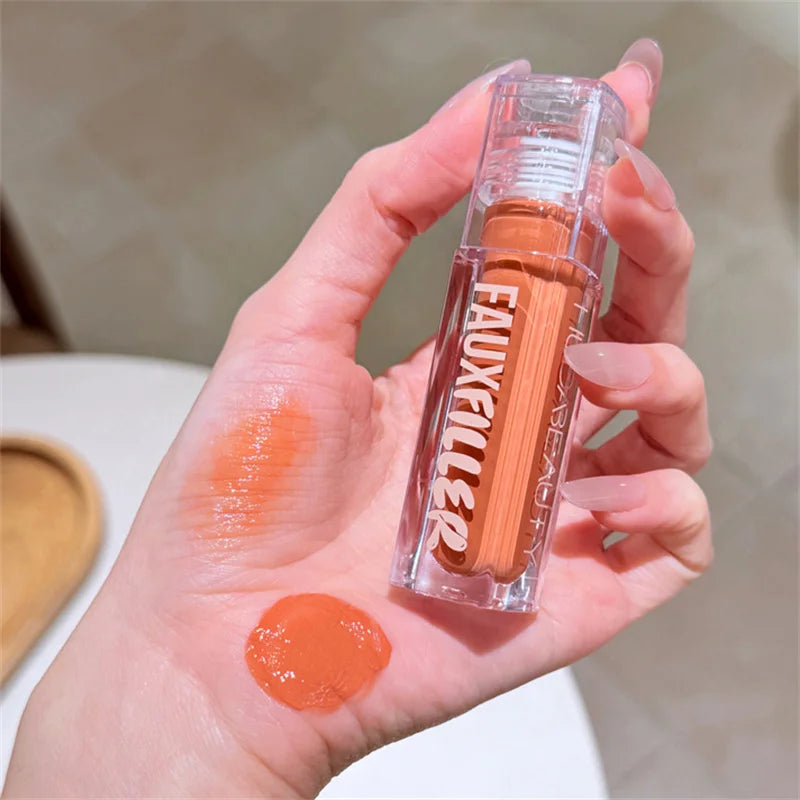 Huda Beauty Faux Filler Shiny Non-Sticky Lip Gloss Hydrating Crystal Clear Lip Oil Plumping Moisturizing Tinted Lipstick Makeup