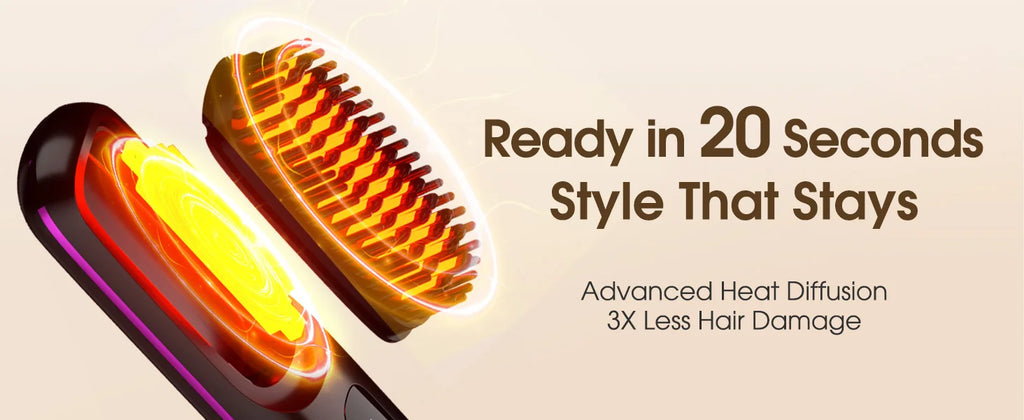 Hair Straightener Brush with LCD Display Cordless USB Charging Straightener Portable Mini Straightening Brush for Home Travel