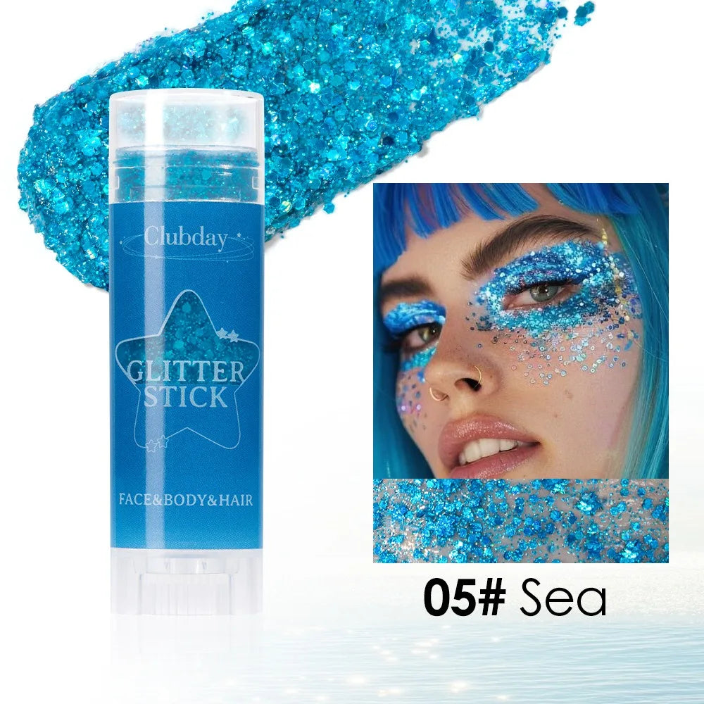 Sparkling Sequins Glitter Gel Stick Highgloss Shine White Pearl Pink Eyeshadow Glitter Face Body Painting Brighten Stage Makeup