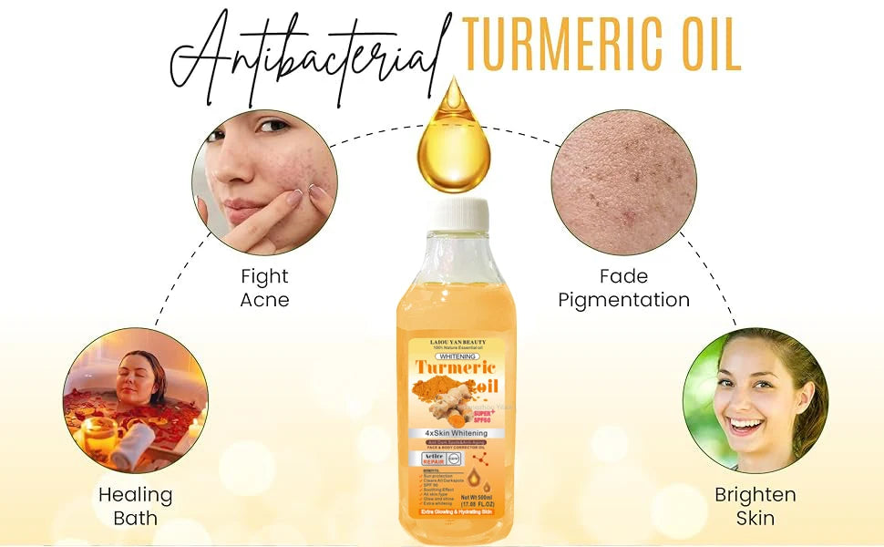500ml Turmeric Remove Dark Spots Essential Oil for Women Moroccan Ginger Anti Wrinkle Serum Men Whitening Moisturizing Skin Care