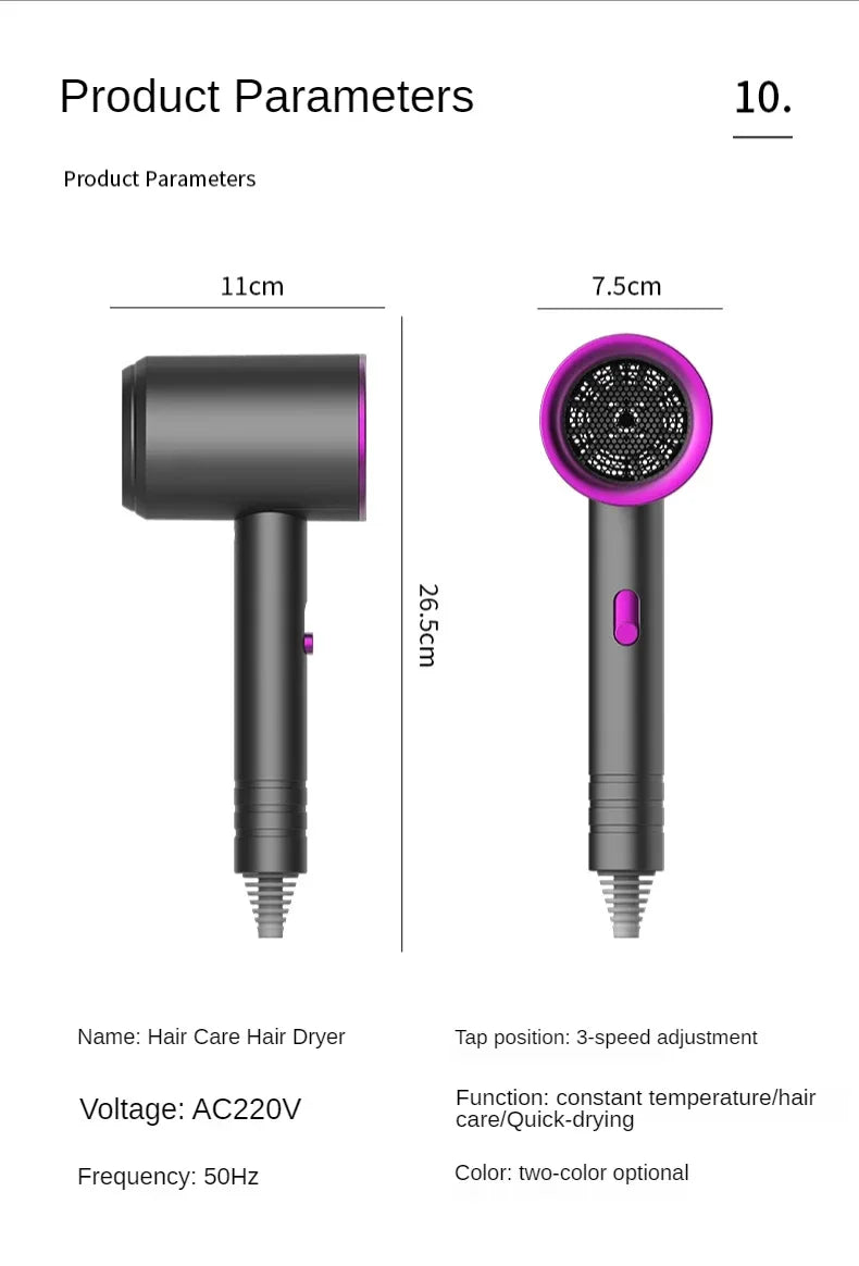 2025 High-quality Hair Dryers Professional Turbocharged Electric Combs Strong Wind Low Noise Free Delivery