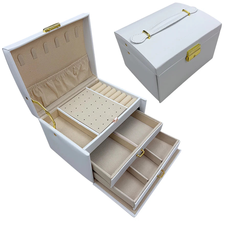 1PC, lock arch three-layer jewelry box, suitable for all kinds of jewelry storage