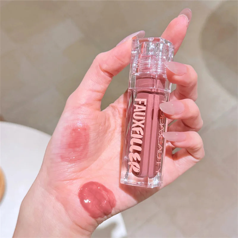 Huda Beauty Faux Filler Shiny Non-Sticky Lip Gloss Hydrating Crystal Clear Lip Oil Plumping Moisturizing Tinted Lipstick Makeup