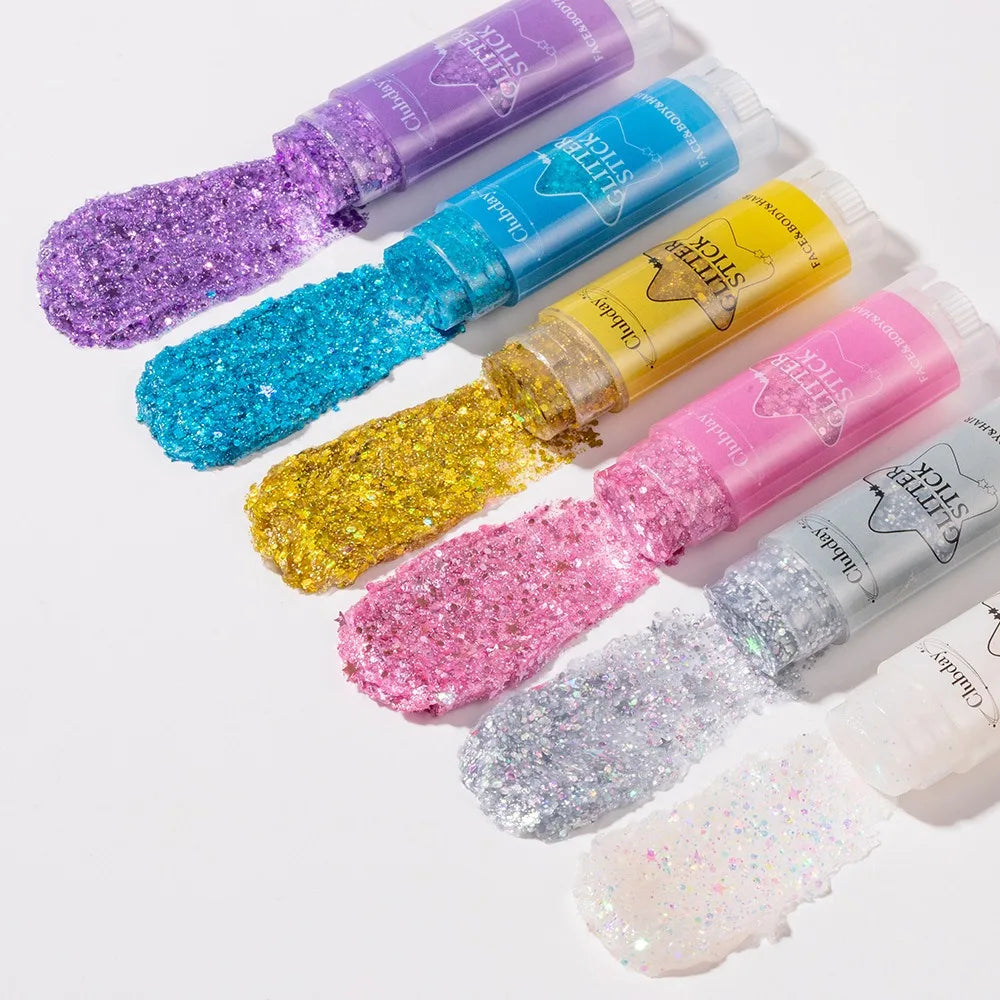 Sparkling Sequins Glitter Gel Stick Highgloss Shine White Pearl Pink Eyeshadow Glitter Face Body Painting Brighten Stage Makeup