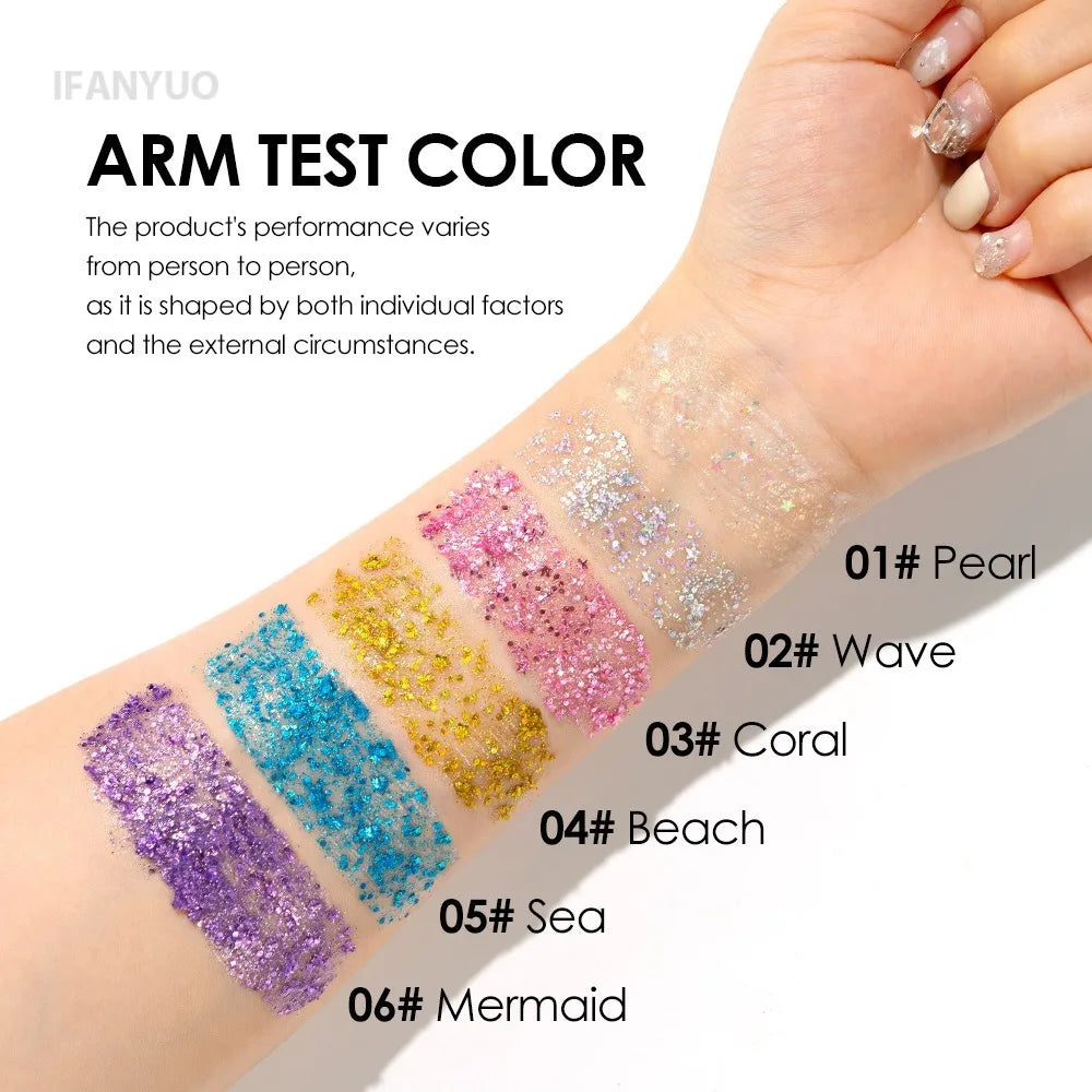 Sparkling Sequins Glitter Gel Stick Highgloss Shine White Pearl Pink Eyeshadow Glitter Face Body Painting Brighten Stage Makeup