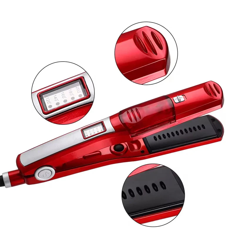 Profesional Strong Steam Hair Straightener Portable Salon Wide Hair Care 2 in 1 Flat Iron and Curling Iron