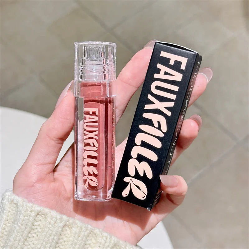 Huda Beauty Faux Filler Shiny Non-Sticky Lip Gloss Hydrating Crystal Clear Lip Oil Plumping Moisturizing Tinted Lipstick Makeup