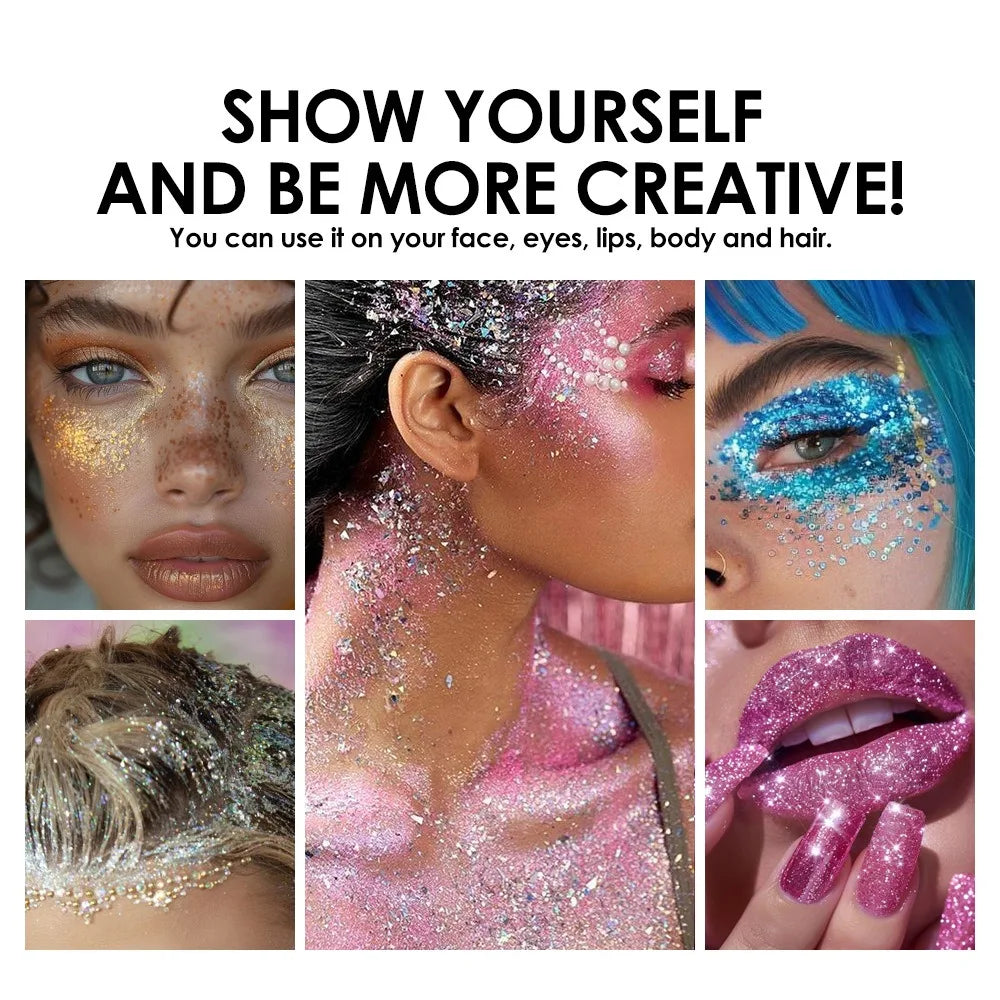 Sparkling Sequins Glitter Gel Stick Highgloss Shine White Pearl Pink Eyeshadow Glitter Face Body Painting Brighten Stage Makeup
