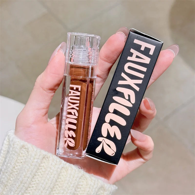 Huda Beauty Faux Filler Shiny Non-Sticky Lip Gloss Hydrating Crystal Clear Lip Oil Plumping Moisturizing Tinted Lipstick Makeup