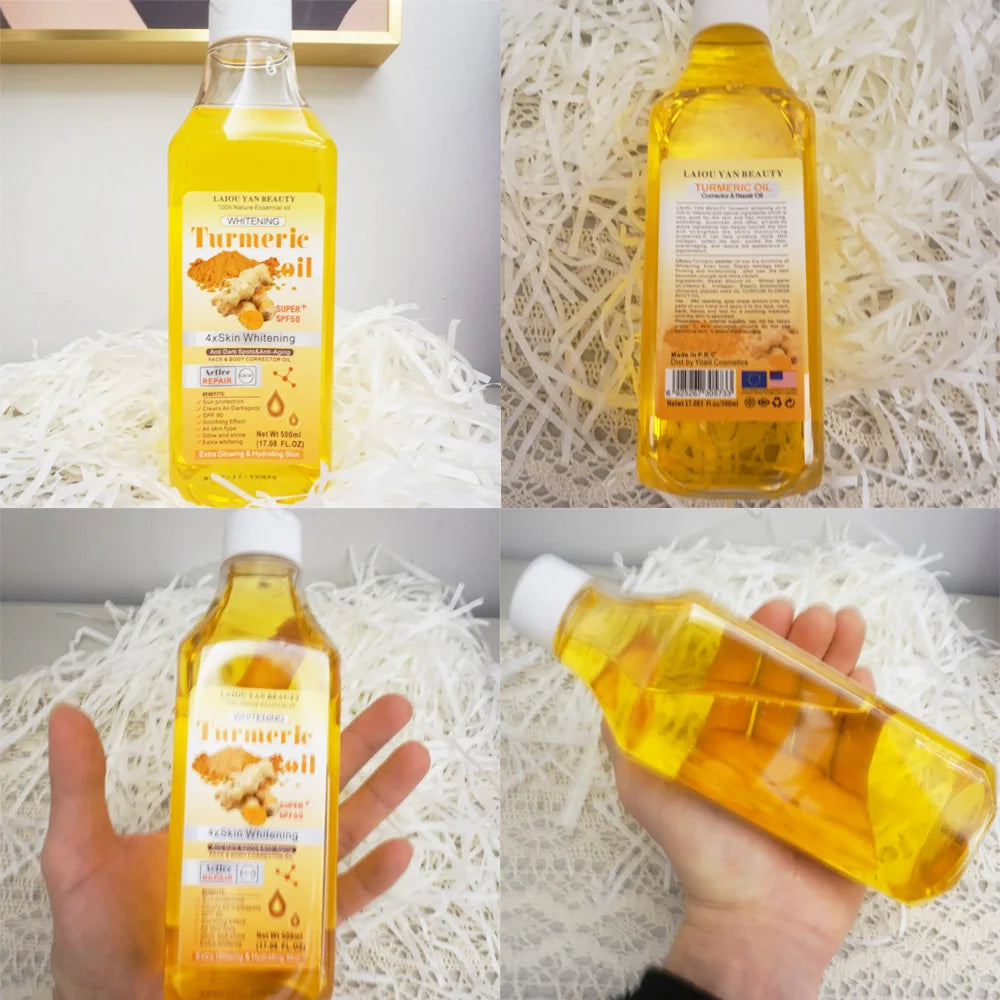 500ml Turmeric Remove Dark Spots Essential Oil for Women Moroccan Ginger Anti Wrinkle Serum Men Whitening Moisturizing Skin Care