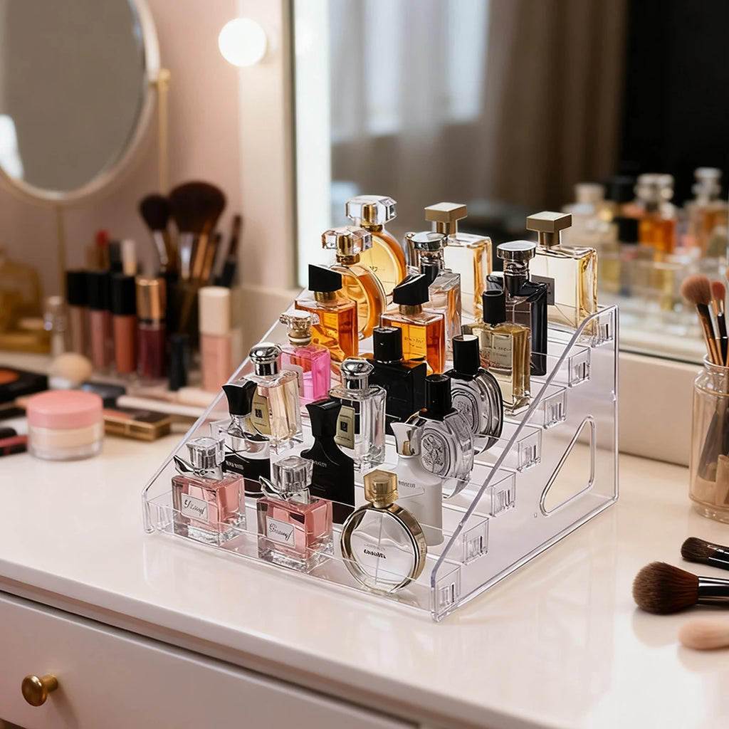 1pc transparent ladder type buckle perfume desktop display shelf lipstick skin care products display shelf shop cosmetics shelf
