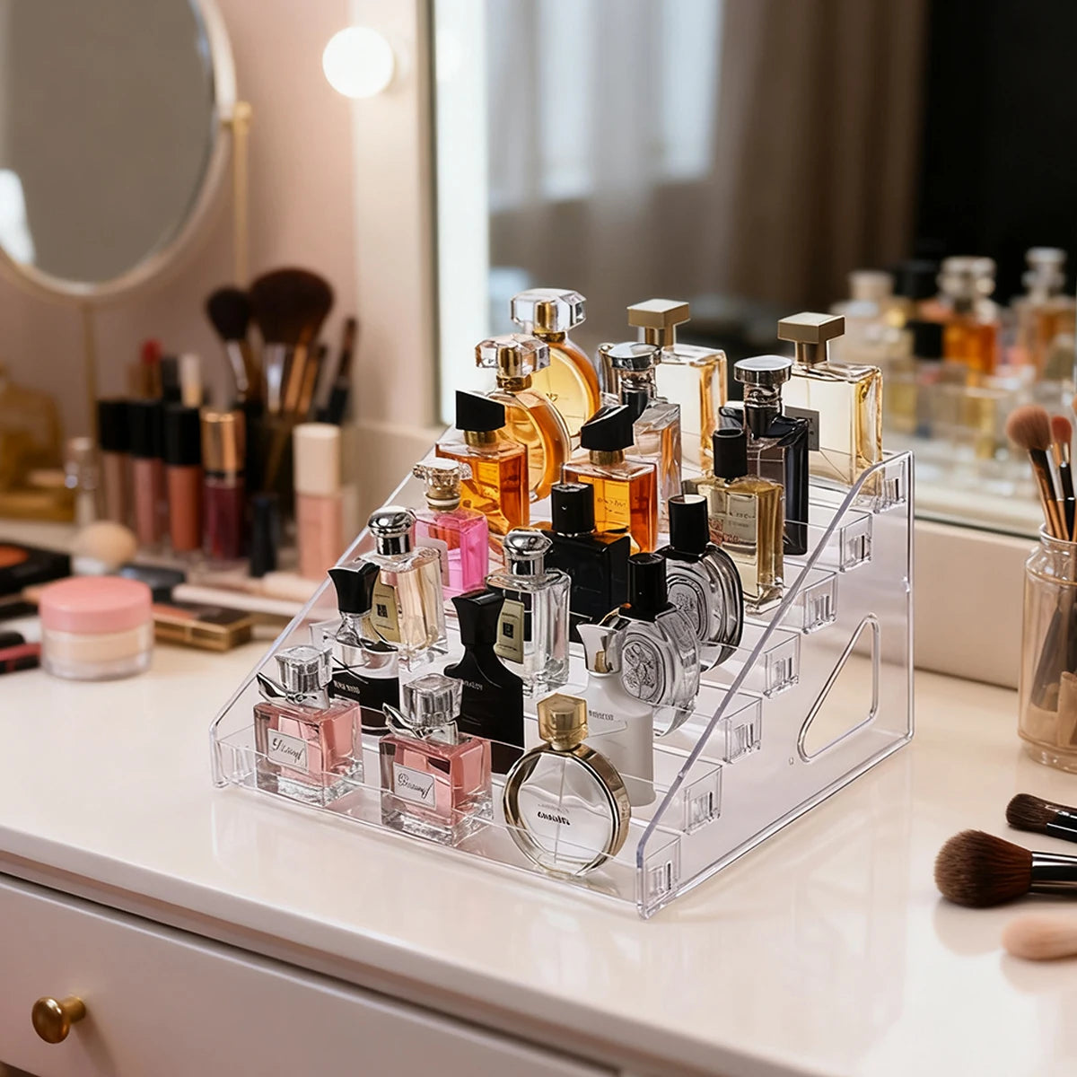 1pc transparent ladder type buckle perfume desktop display shelf lipstick skin care products display shelf shop cosmetics shelf