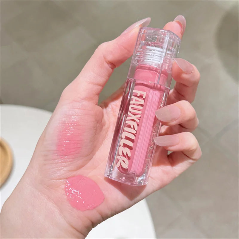 Huda Beauty Faux Filler Shiny Non-Sticky Lip Gloss Hydrating Crystal Clear Lip Oil Plumping Moisturizing Tinted Lipstick Makeup