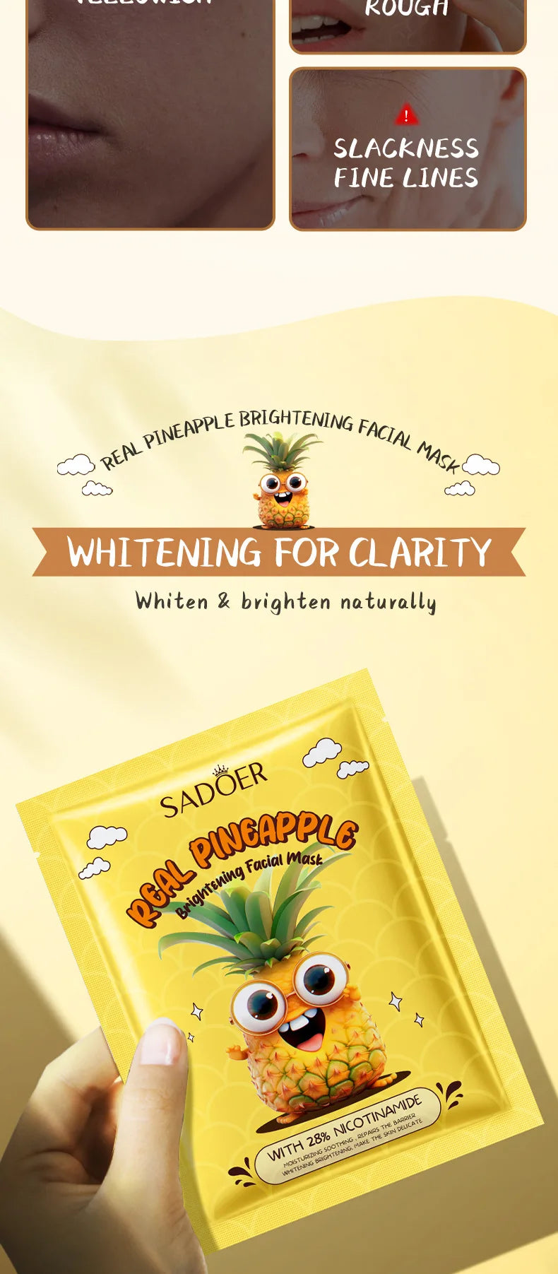 8pcs SADOER Fresh Fruits Face Mask Facial skincare Moisturizing Brightening Firming Hydrating Facial Masks for Face Skin Care