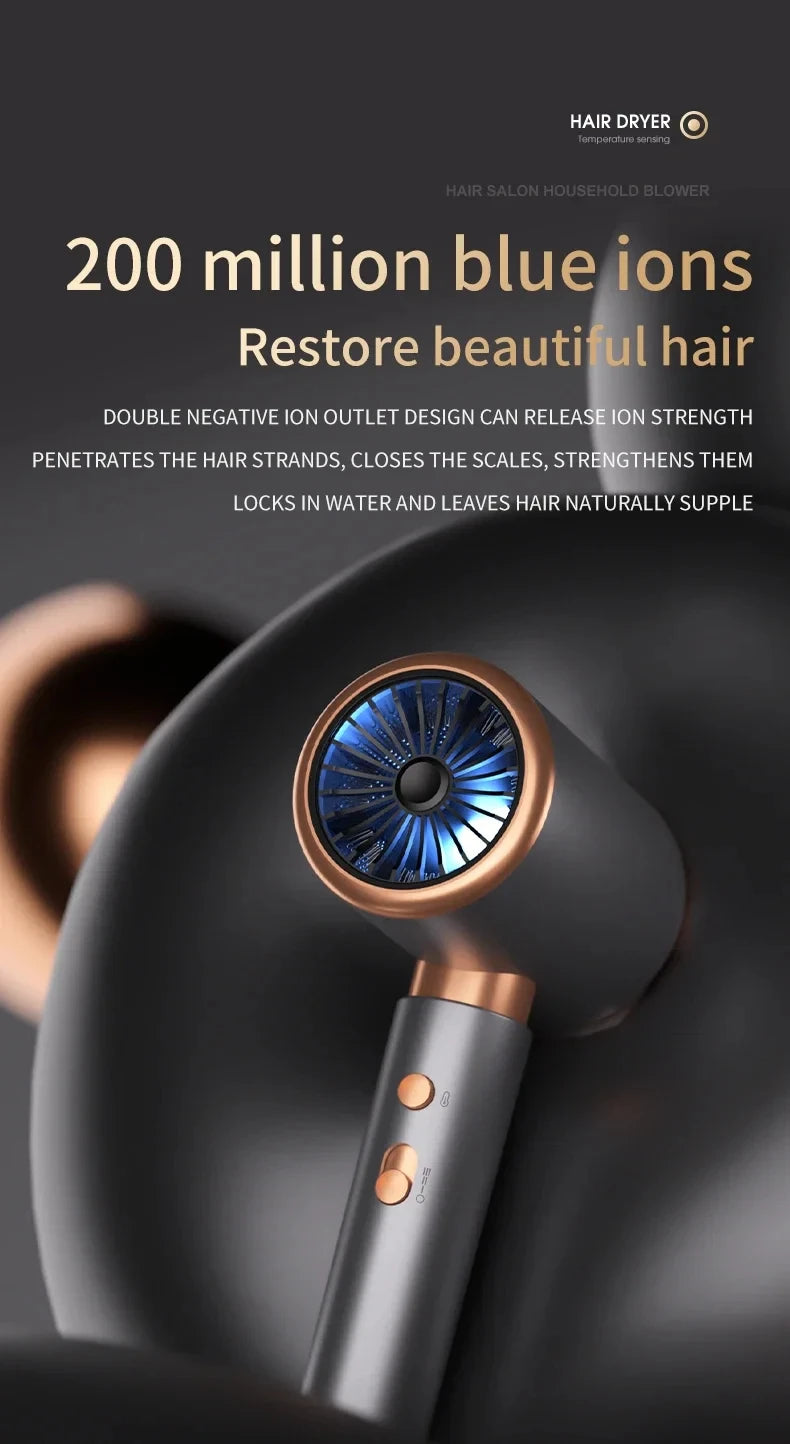 HOMEFISH 2000W Salon Hair Dryer with Hot/Cold Air Brush Negative Ionic Technology 5th Gear Strong Power Hairdryer without Comb