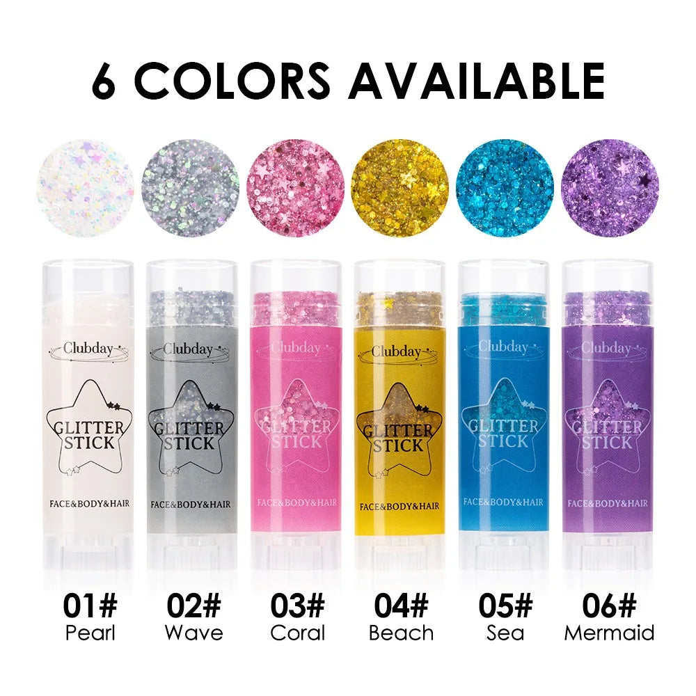 Sparkling Sequins Glitter Gel Stick Highgloss Shine White Pearl Pink Eyeshadow Glitter Face Body Painting Brighten Stage Makeup