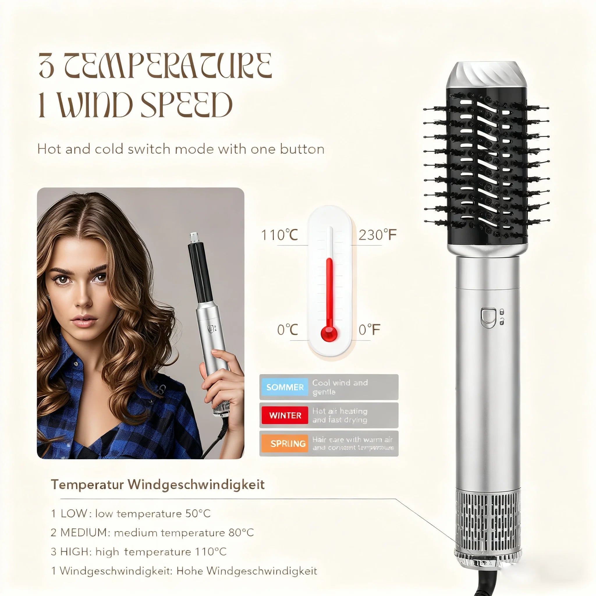 Multifunctional Hair Dryer 6-in-1 Curling Iron 1000W Straightener Hot air Comb Negative Ion Hair Styling Tool Hot air brush set