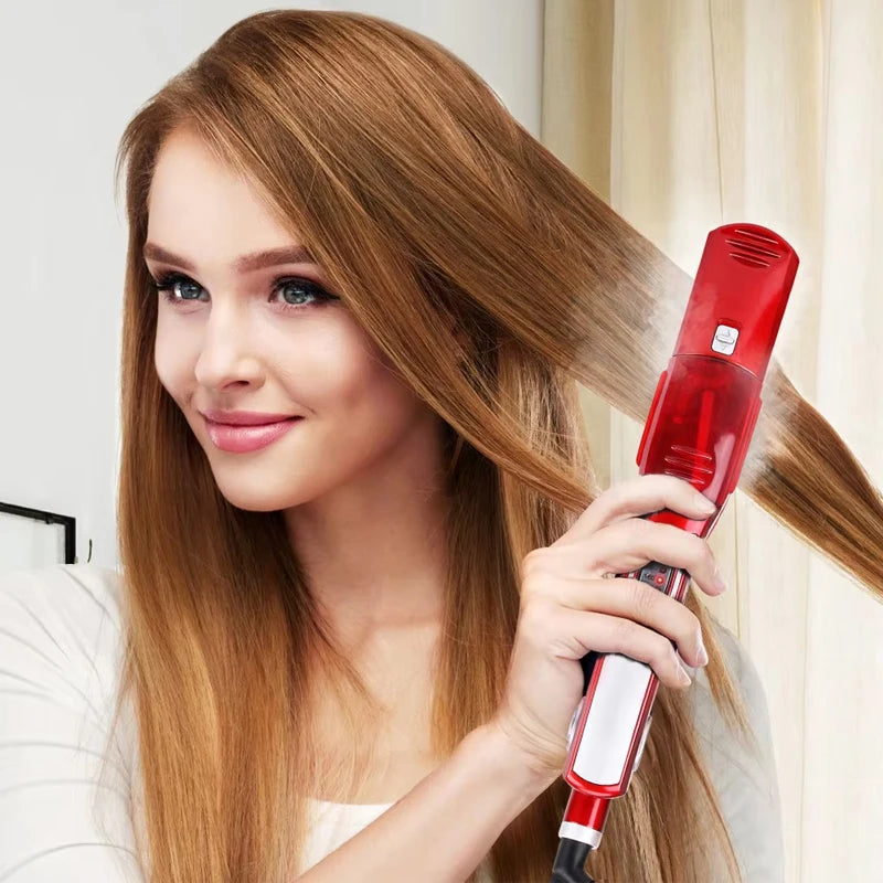 Profesional Strong Steam Hair Straightener Portable Salon Wide Hair Care 2 in 1 Flat Iron and Curling Iron